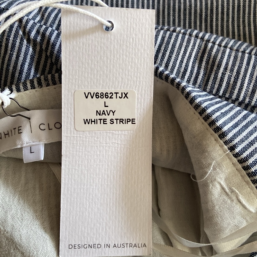 White Closet Navy White Ticking Sweetheart Neckline Nautical Midi Sundress - Picture 9 of 11